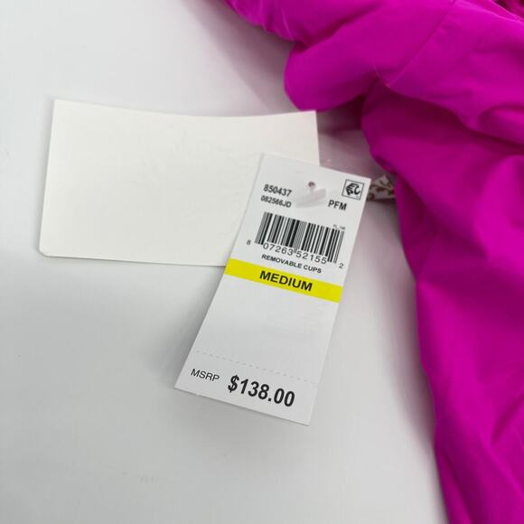 BECCA Santorini Sarai One Piece Swimsuit Plunge Neck Hot Pink Size Medium NEW - Picture 6 of 7